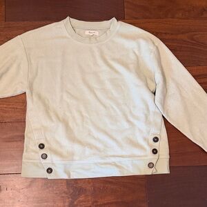 Madewell Light Green Button-Accent Sweatshirt